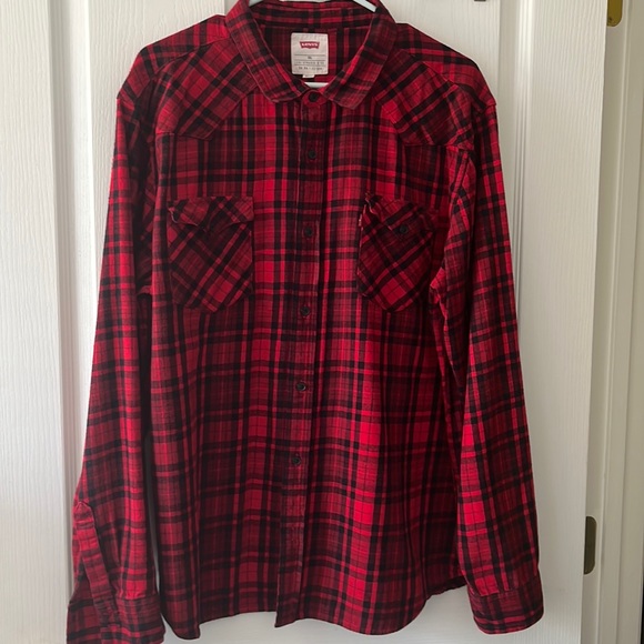 Levi's Shirts Mens Levis Flannel Shirt Red Black Size Xxl Poshmark